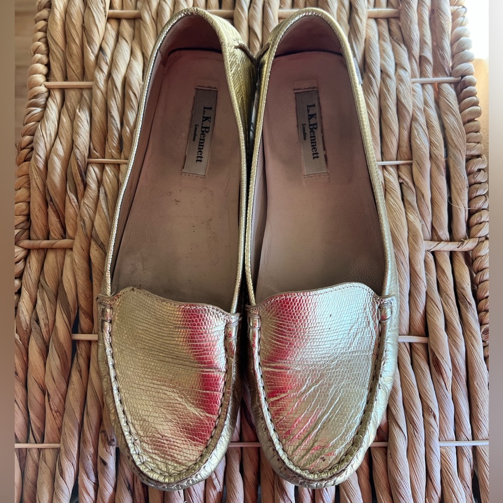 LK Bennet Gold Driving Moccasins | size 38